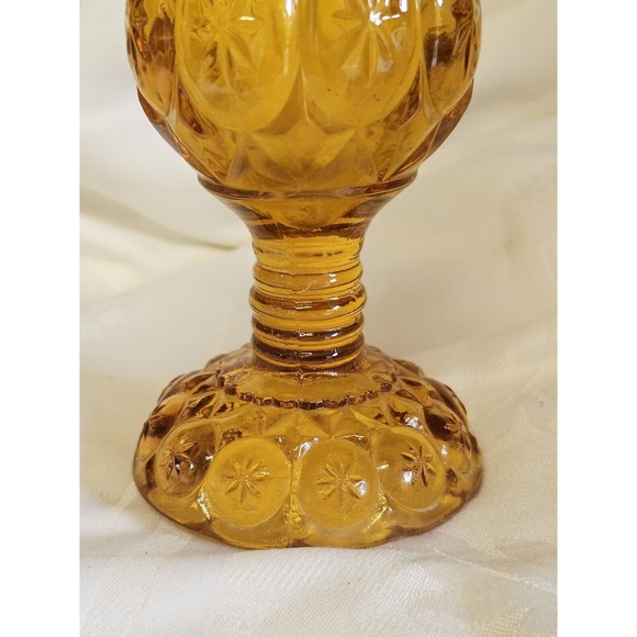 MCM Swung Vase Moon Stars Amber  Kanawha Glass 10.5” Vibrant Mid Century Rare - Picture 6 of 9